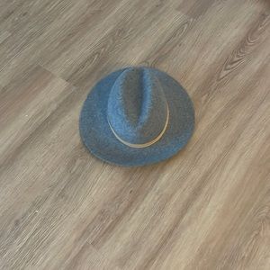 Janessa Leone gray hat with tan leather trim wool